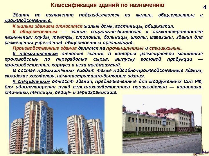 Классификация (типология) объектов недвижимости