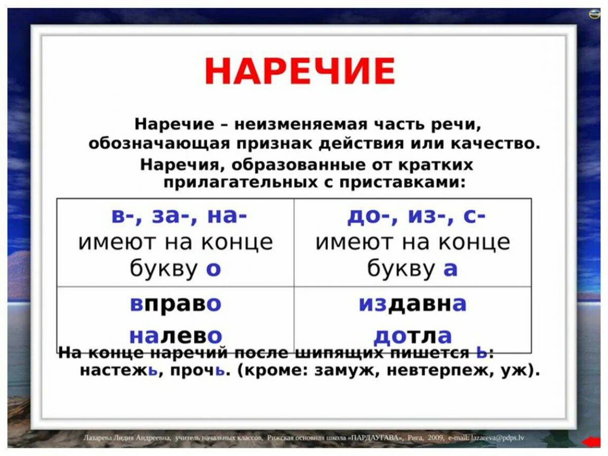 Что такое наречие в русском языке? / справочник :: бингоскул