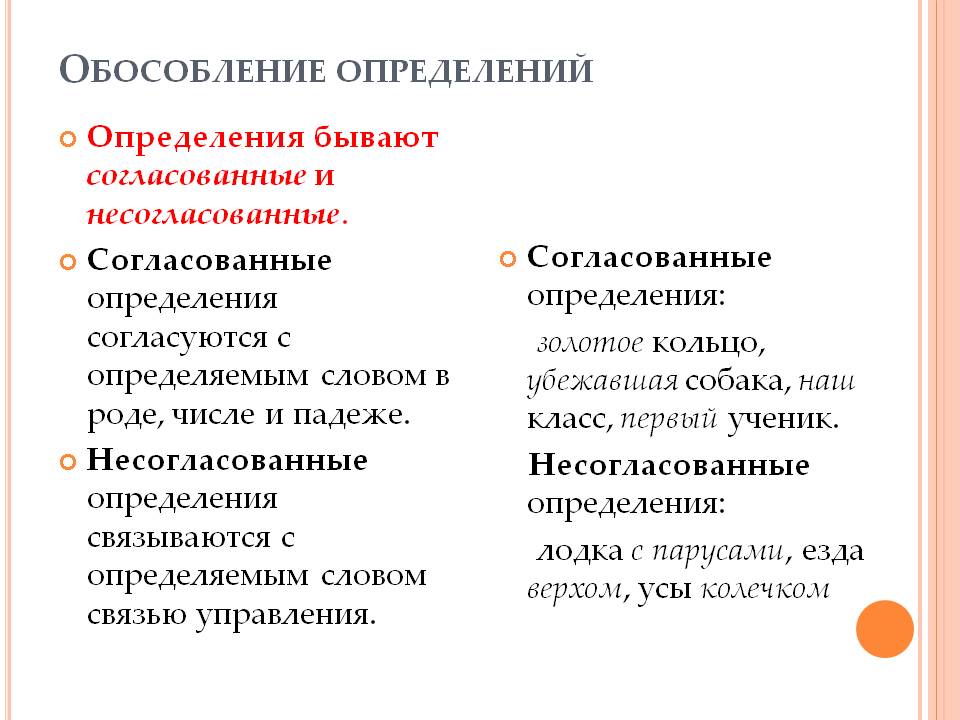 Согласованные и несогласованные определения и условия их обособления | статья в журнале «молодой ученый»