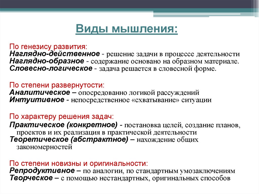 Мышление: определение, виды, процессы, характеристики