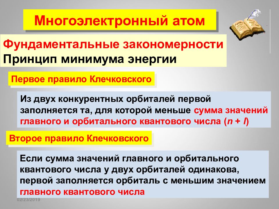 Особенности строения электронных оболочек атомов элементов
